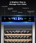 OYLUS Refrigerador de bebidas para vino – 24 pulgadas de doble zona 41-64°F/41-64°F enfriador de vino para 46 botellas,