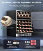 OYLUS Refrigerador de bebidas para vino – 24 pulgadas de doble zona 41-64°F/41-64°F enfriador de vino para 46 botellas,