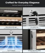 OYLUS Refrigerador de bebidas para vino – 24 pulgadas de doble zona 41-64°F/41-64°F enfriador de vino para 46 botellas,
