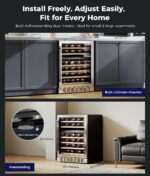 OYLUS Refrigerador de bebidas para vino – 24 pulgadas de doble zona 41-64°F/41-64°F enfriador de vino para 46 botellas,