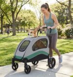 Cochecito para Perros ActiveTrail Modelo 1 Extra Grande hasta 160 Libras Plegable Verde con Rueda Giratoria 360 Grados