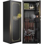KAER Caja fuerte para pistola larga de huellas dactilares 8-12 para rifles y pistolas | Bloqueo de contraseña | Estantes