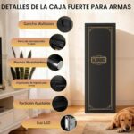 KAER Caja fuerte para pistola larga de huellas dactilares 8-12 para rifles y pistolas | Bloqueo de contraseña | Estantes