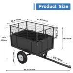 Remolque utilitario de jardín, ATV UTV remolque remolque detrás del carrito de basura, carrito de descarga de jardín res