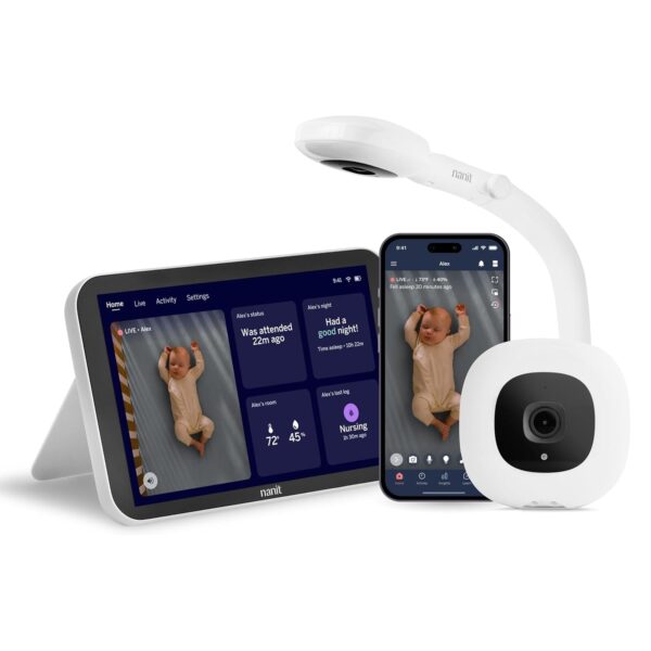 Monitor Inteligente para Bebés Nanit con Soporte de Piso Pantalla 8 Pulgadas Video HD 1080p Blanco