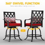 Juego de 4 Taburetes de Bar DWVO MADWVDUNHF Metal Giratorios para Exterior Negro Capacidad 352 Libras