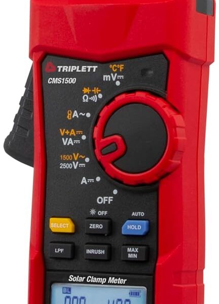 Triplett CMS1500 1000A AC/DC True RMS Medidor de abrazadera solar, mide hasta 1500VAC/2500VDC
