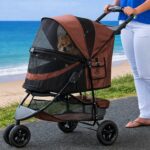 Cochecito para mascotas Pet Gear 8250NZCB 3 ruedas entrada sin cremallera color grano de café