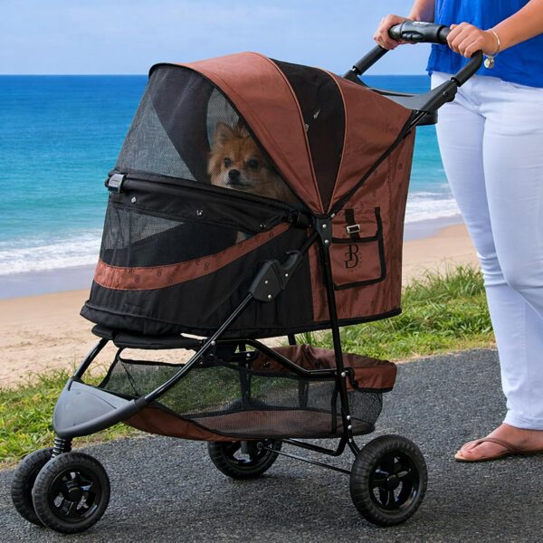 Cochecito para mascotas Pet Gear 8250NZCB 3 ruedas entrada sin cremallera color grano de café