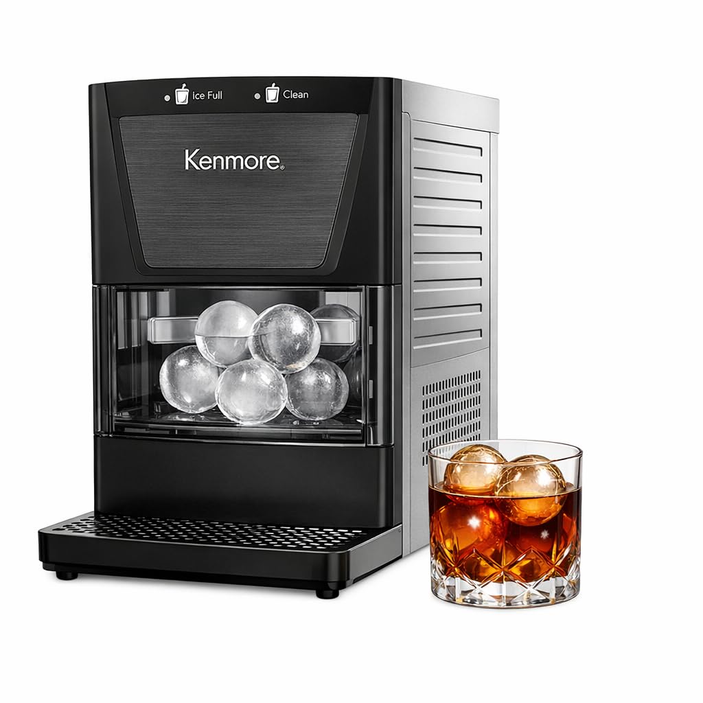 Kenmore Clear Sphere - Encimera para hacer bolas de hielo, esferas de hielo de fusión lenta de 2 pulgadas para cócteles