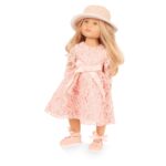Muñeca Gotz Happy Kidz Ella 19.5 Pulgadas Vestido de Encaje Rosa Sombrero de Paja Zapatos de Ballet Pelo Rubio Cuerpo de