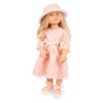 Muñeca Gotz Happy Kidz Ella 19.5 Pulgadas Vestido de Encaje Rosa Sombrero de Paja Zapatos de Ballet Pelo Rubio Cuerpo de