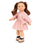 Muñeca Gotz Precious Day Elisabeth Flowers Millefleur 18 Pulgadas Posable Vestido Rosa Cárdigan de Punto Cabello Castaño
