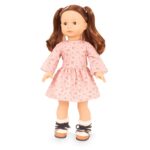 Muñeca Gotz Precious Day Elisabeth Flowers Millefleur 18 Pulgadas Posable Vestido Rosa Cárdigan de Punto Cabello Castaño