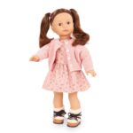 Muñeca Gotz Precious Day Elisabeth Flowers Millefleur 18 Pulgadas Posable Vestido Rosa Cárdigan de Punto Cabello Castaño