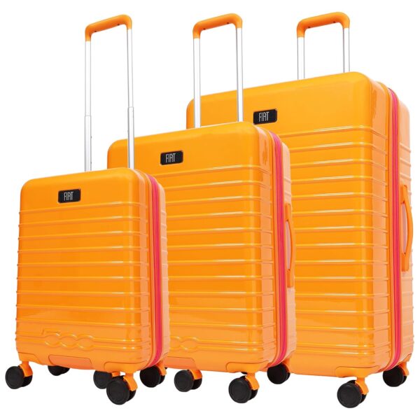 Set de Maletas FUL FIAT 500 Rígidas Giratorias 3 Piezas Naranja Policarbonato Expandibles