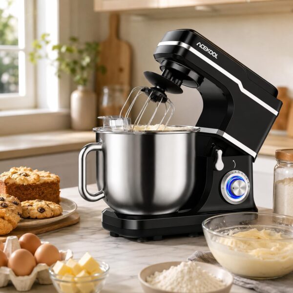 Takywep 10-Speed Stand Mixer, 7.5 Quart Tilt-Head Electric Kitchen Mixer with Stainless Steel Bowl, 660W Baking Mixer wi