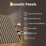 6-Pack 3D Wood Acoustic Wall Panels, 23.6x23.6 Inch, Sound Absorbing Tiles for Noise Reduction - Decorative Wall Coverin
