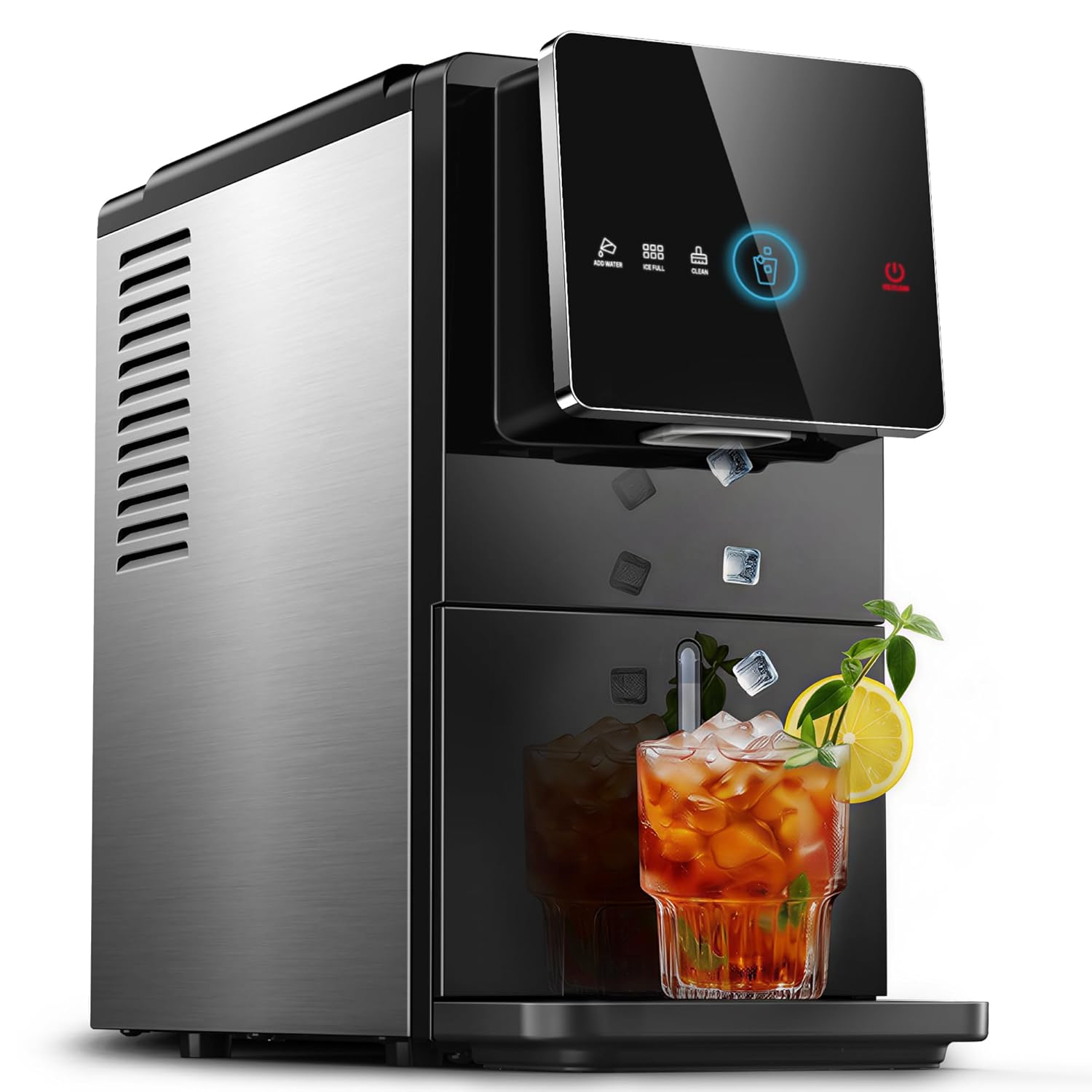 Silonn Nugget - Máquina de hielo para encimera, hielo de caída automática, máquina de hielo autolimpiante, hielo mastica