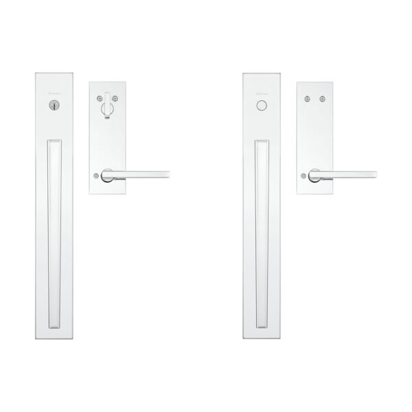 Juego de Puerta Kwikset Caerus Doble Francesa con Manija Ficticia Cromo Pulido Tecnología KwikSlide Seguridad SmartKey