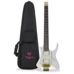 Vaibrant 88 Deluxe Headless (Frost White) Guitarra eléctrica de viaje con bolsa de concierto de lujo