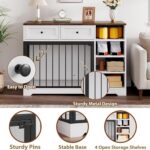 Mueble Jaula para Perros PeacefulHues 47 Pulgadas con Cajones y Estantes Soporte de TV Color Blanco