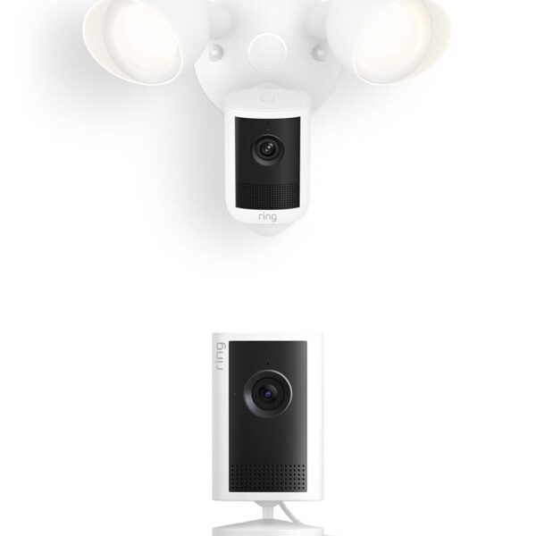 Kit Cámara con Reflector Cableada Ring 2da Generación Blanco con Cámara para Interiores Ring Plus Blanco