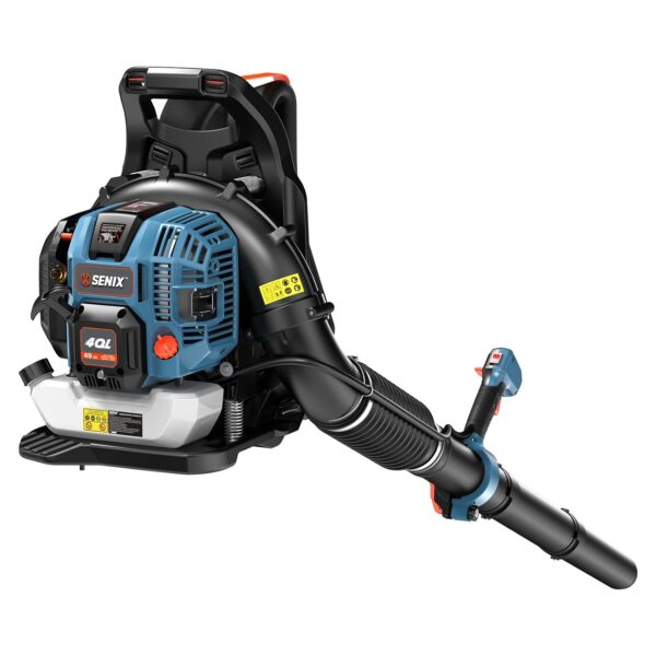Soplador de Hojas de Mochila SENIX BL4C-M 49cc 4 Tiempos 425 CFM 195 MPH Velocidad Variable Control de Crucero Color Neg