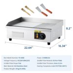 Parrilla eléctrica de 22 pulgadas, 1700 W, para encimera, semiplana, acero inoxidable, temperatura ajustable de 122°f-57