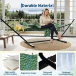 Hamaca Doble KYBOLT con Soporte de Acero Ajustable y Almohada Verde Hoja 450 Libras 143.7 x 55.12 Pulgadas