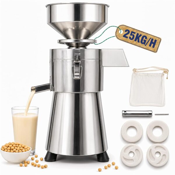 WantJoin Commercial Soy Milk Maker - 25KG/H High Output Automatic Stainless Steel Machine with Slag Separation, 2800RPM