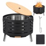 Pozo de Fuego ActiveTrail ZUXCTCw4w6A5Qi39728EJQaPc3W 30 Pulgadas Acero Inoxidable Sin Humo con Tapa de Bambú