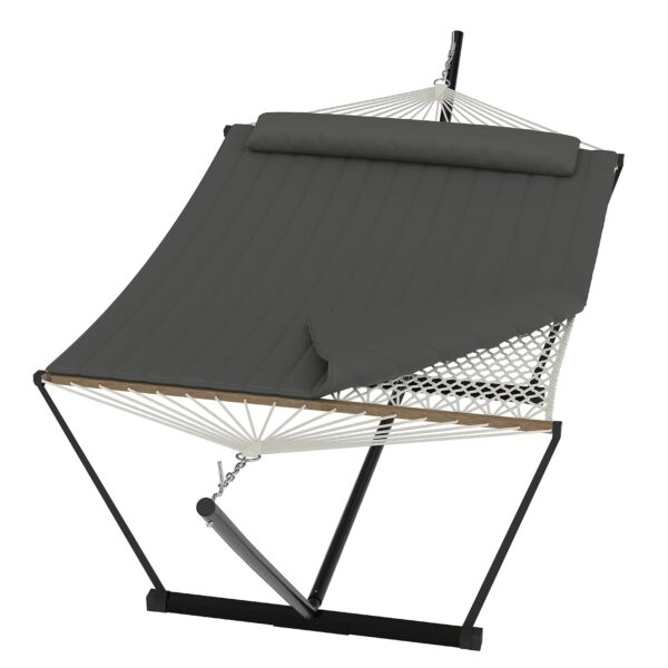 Hamaca Doble KYBOLT con Soporte de Acero Ajustable para 2 Personas Color T-gris Oscuro 143.7 x 55.12 Pulgadas