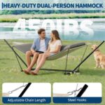Hamaca Doble KYBOLT con Soporte de Acero Ajustable para 2 Personas Color T-gris Oscuro 143.7 x 55.12 Pulgadas