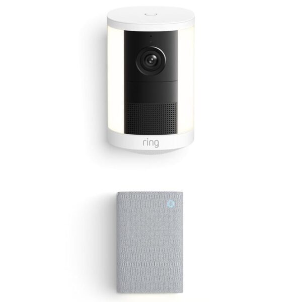 Cámara con Luz de Enfoque Inalámbrica Ring 2da Generación Blanco con Amplificador de Timbre Ring Plus
