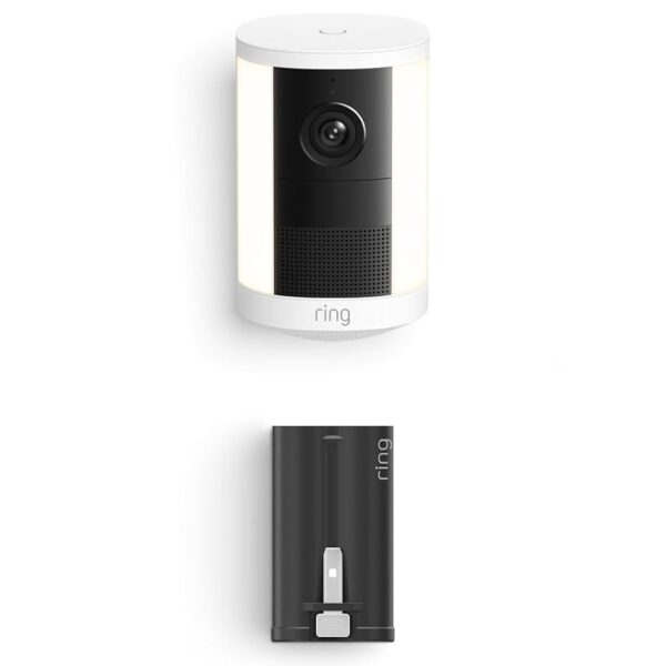 Cámara con luz de enfoque inalámbrica Ring 2da generación blanco con batería ultra fácilmente desmontable