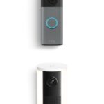 Videotimbre Inalámbrico Ring 2da Generación Gris Moteado con Cámara con Luz de Enfoque Inalámbrica 2da Generación Blanco