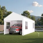 Toldo Trygoal 2 Roll-up Doors 12x20 pies Garaje Portátil Blanco con 2 Puertas Enrollables y 4 Ventanas Ventiladas