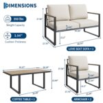 Juego de Muebles de Patio GAOMON CWPPG_34YNQ5HJ8T 4 Piezas Sofá de Conversación con Mesa Marco de Metal Color Beige