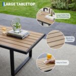 Juego de Muebles de Patio GAOMON CWPPG_34YNQ5HJ8T 4 Piezas Sofá de Conversación con Mesa Marco de Metal Color Beige