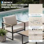 Juego de Muebles de Patio GAOMON CWPPG_34YNQ5HJ8T 4 Piezas Sofá de Conversación con Mesa Marco de Metal Color Beige