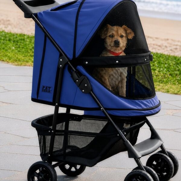 Cochecito para Mascotas Pet Gear Happy Trails A8100NZCB Sin Cremallera Azul Caribe con Cesta de Almacenamiento y Portava