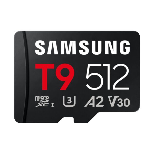 Memoria microSDXC Samsung T9 512GB Lectura 200MB/s Escritura 130MB/s Clase de Video V30