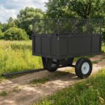 Remolque volquete de acero resistente – Carrito de jardín de 17 pies cúbicos con lados de malla extraíbles y neumáticos