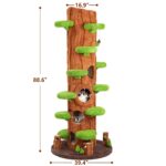 Árbol para Gatos NUNU LAB KM048-BK-PU 90 Pulgadas Sisal Natural Madera Maciza 4 Niveles Verde