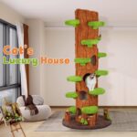 Árbol para Gatos NUNU LAB KM048-BK-PU 90 Pulgadas Sisal Natural Madera Maciza 4 Niveles Verde