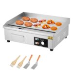 Parrilla eléctrica comercial de 21 pulgadas, parrilla eléctrica comercial de 1600 W, parrilla de encimera plana con plac