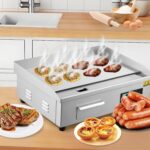 Parrilla eléctrica comercial de 21 pulgadas, parrilla eléctrica comercial de 1600 W, parrilla de encimera plana con plac