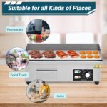 Parrilla eléctrica comercial de 21 pulgadas, parrilla eléctrica comercial de 1600 W, parrilla de encimera plana con plac