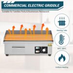 Parrilla eléctrica comercial de 21 pulgadas, parrilla eléctrica comercial de 1600 W, parrilla de encimera plana con plac